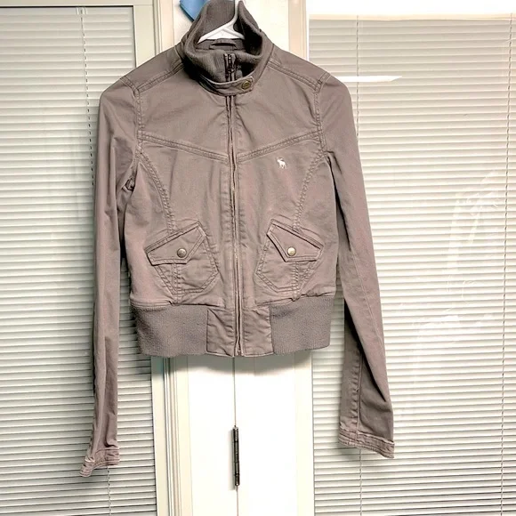 ABERCROMBIE AUTHENTIC VINTAGE GRAY COTTON BOMBER JUNIOR SIZE XL - Picture 3 of 10
